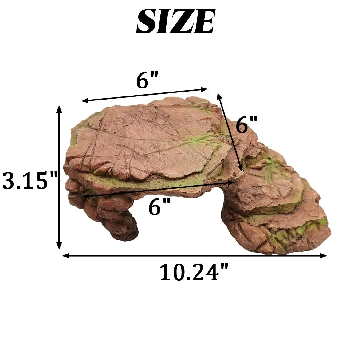 TIHOOD Rectangular Turtle Basking Platform 24cm (9.45in) | Resin Reptile Resting Terrace for Fish Tanks - view 5