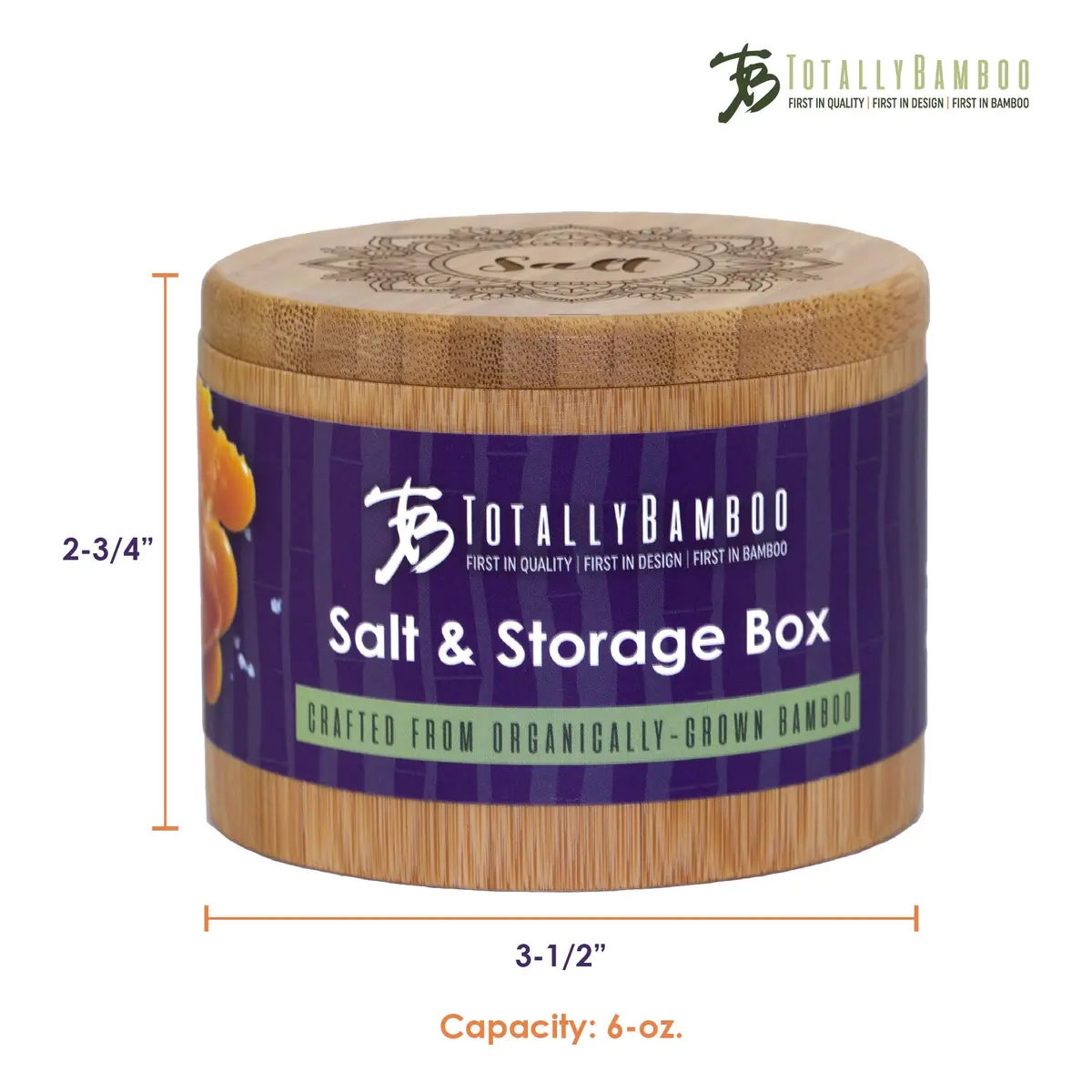 Totally Bamboo Mandala Flower Salt Cellar Bamboo Storage Box with Magnetic Swivel Lid, 6 oz (170 ml) | Keep Spices Handy - view 6