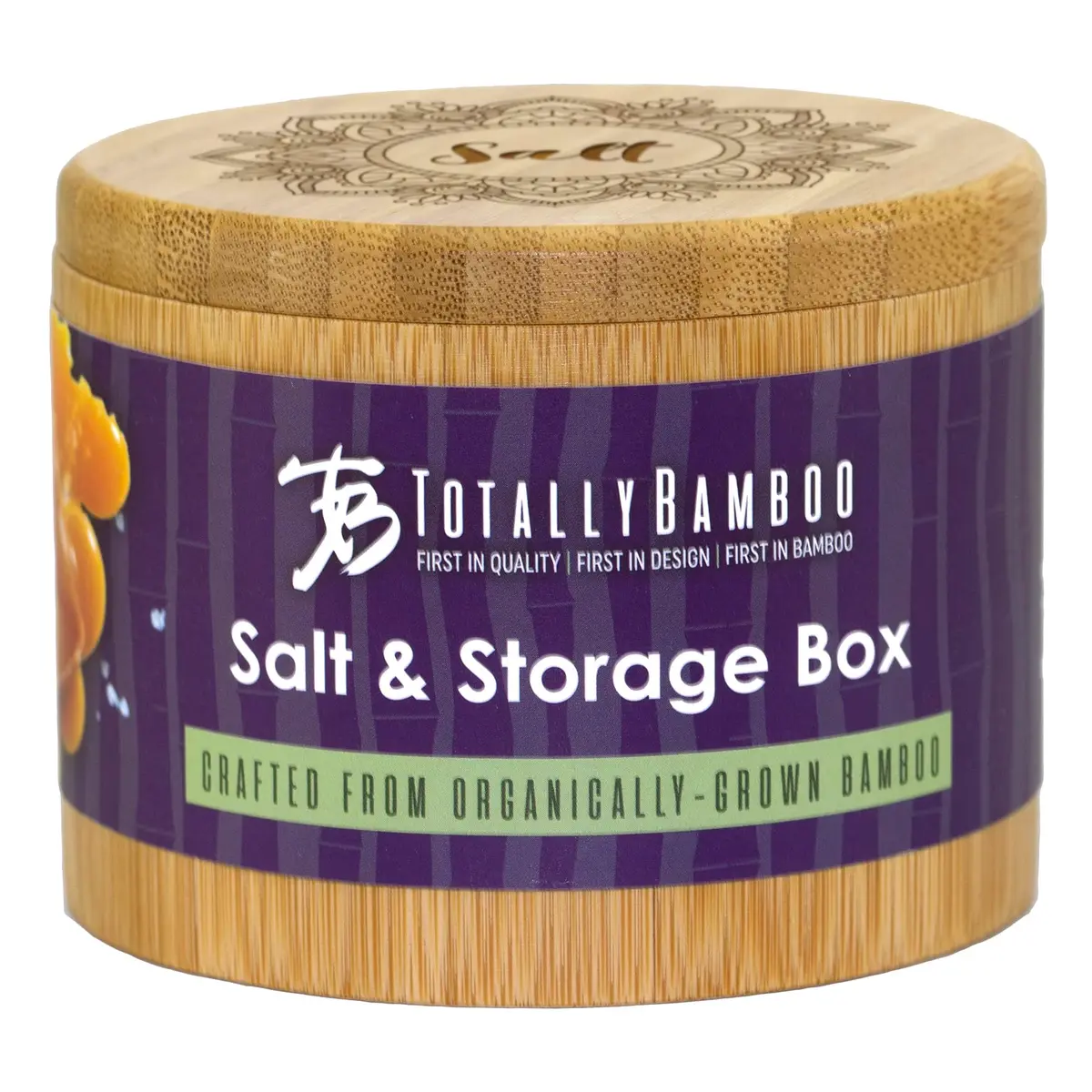 Totally Bamboo Mandala Flower Salt Cellar Bamboo Storage Box with Magnetic Swivel Lid, 6 oz (170 ml) | Keep Spices Handy - view 7