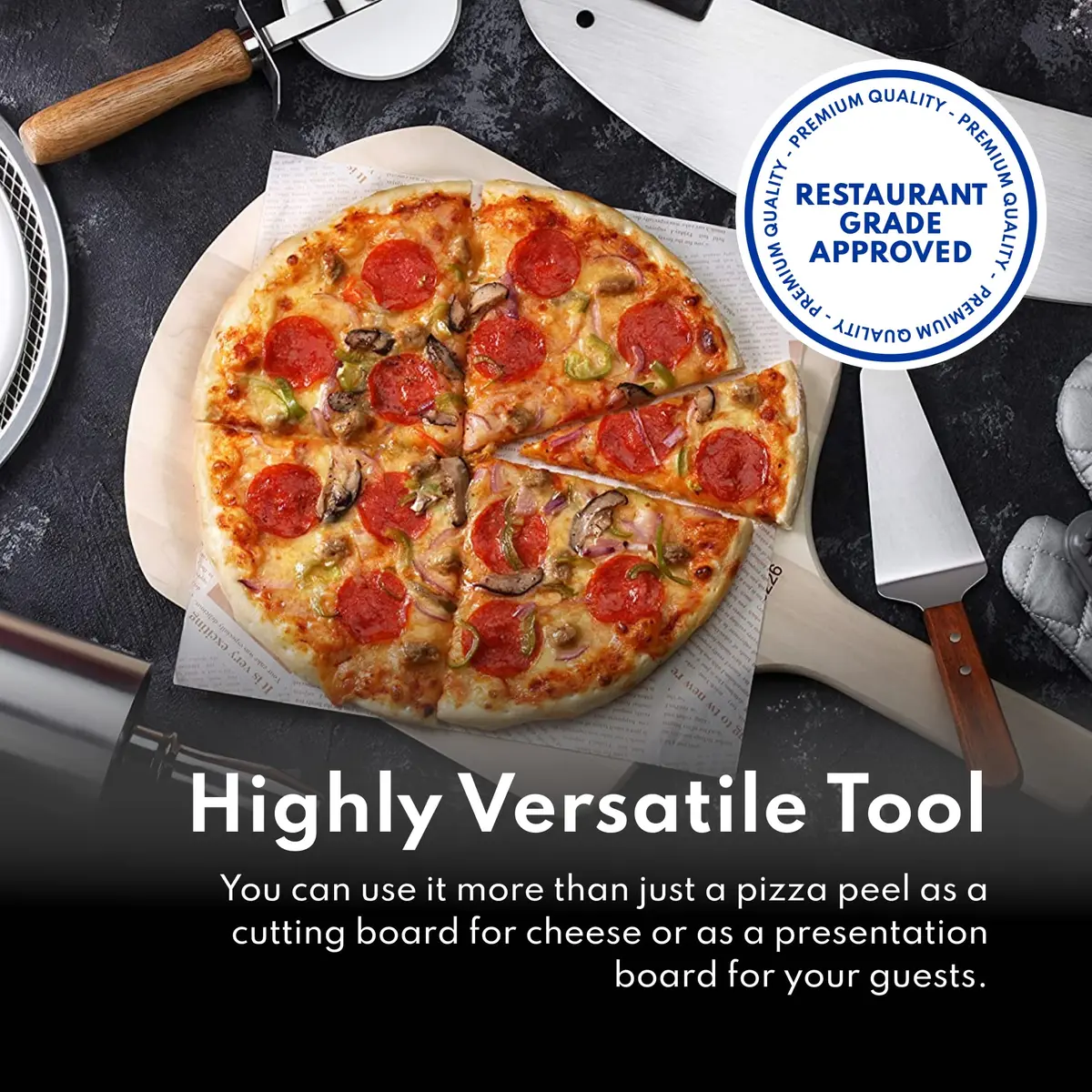 New Star Foodservice Wooden Pizza Peel 16" L x 14" W | Restaurant-Grade, 30" Overall Length - view 7