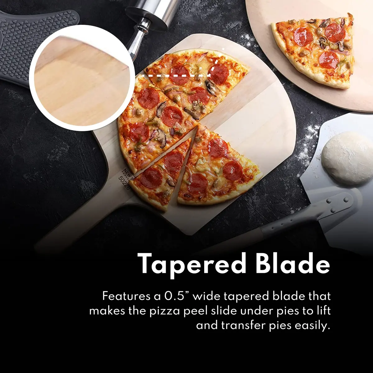 New Star Foodservice Wooden Pizza Peel 16" L x 14" W | Restaurant-Grade, 30" Overall Length - view 9