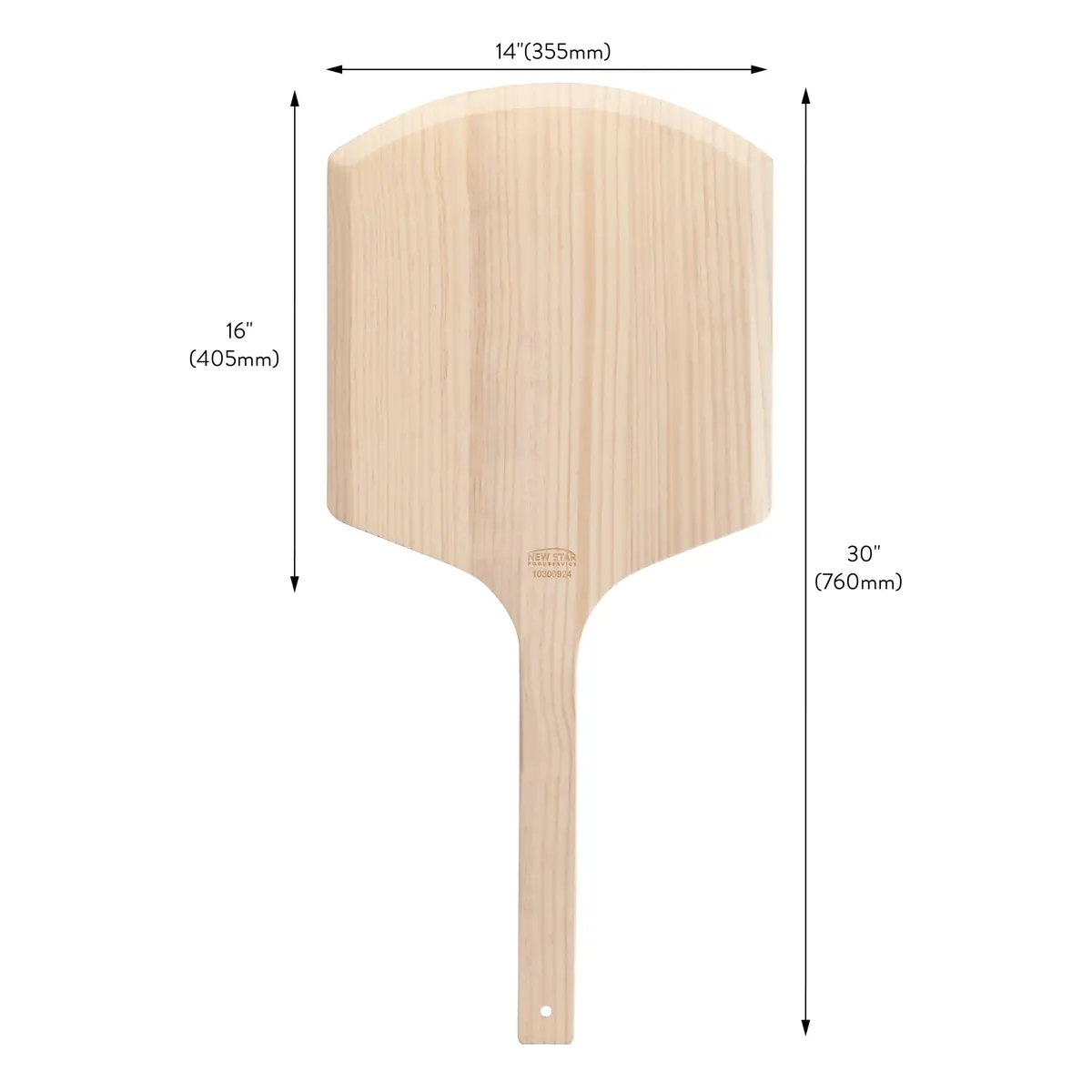 New Star Foodservice Wooden Pizza Peel 16" L x 14" W | Restaurant-Grade, 30" Overall Length - view 2