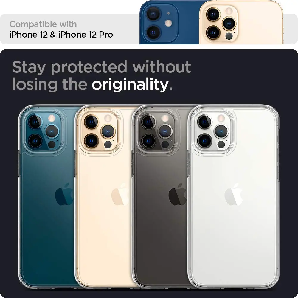 Spigen Ultra Hybrid for iPhone 12 / iPhone 12 Pro Case, Crystal Clear | Hybrid TPU bumper & polycarbonate back - view 5