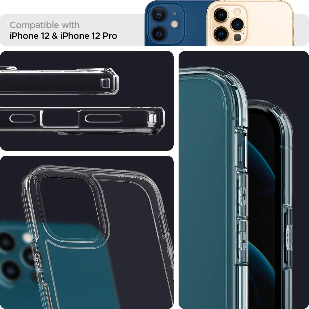 Spigen Ultra Hybrid for iPhone 12 / iPhone 12 Pro Case, Crystal Clear | Hybrid TPU bumper & polycarbonate back - view 4