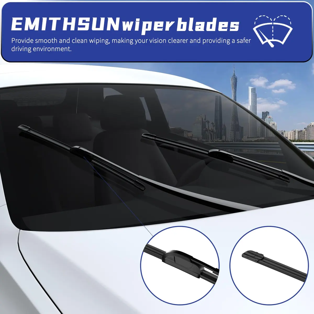 EMITHSUN 20" + 20" Premium All-Seasons Windshield Wiper Blades Set | Stable & Quiet Wiping - view 5