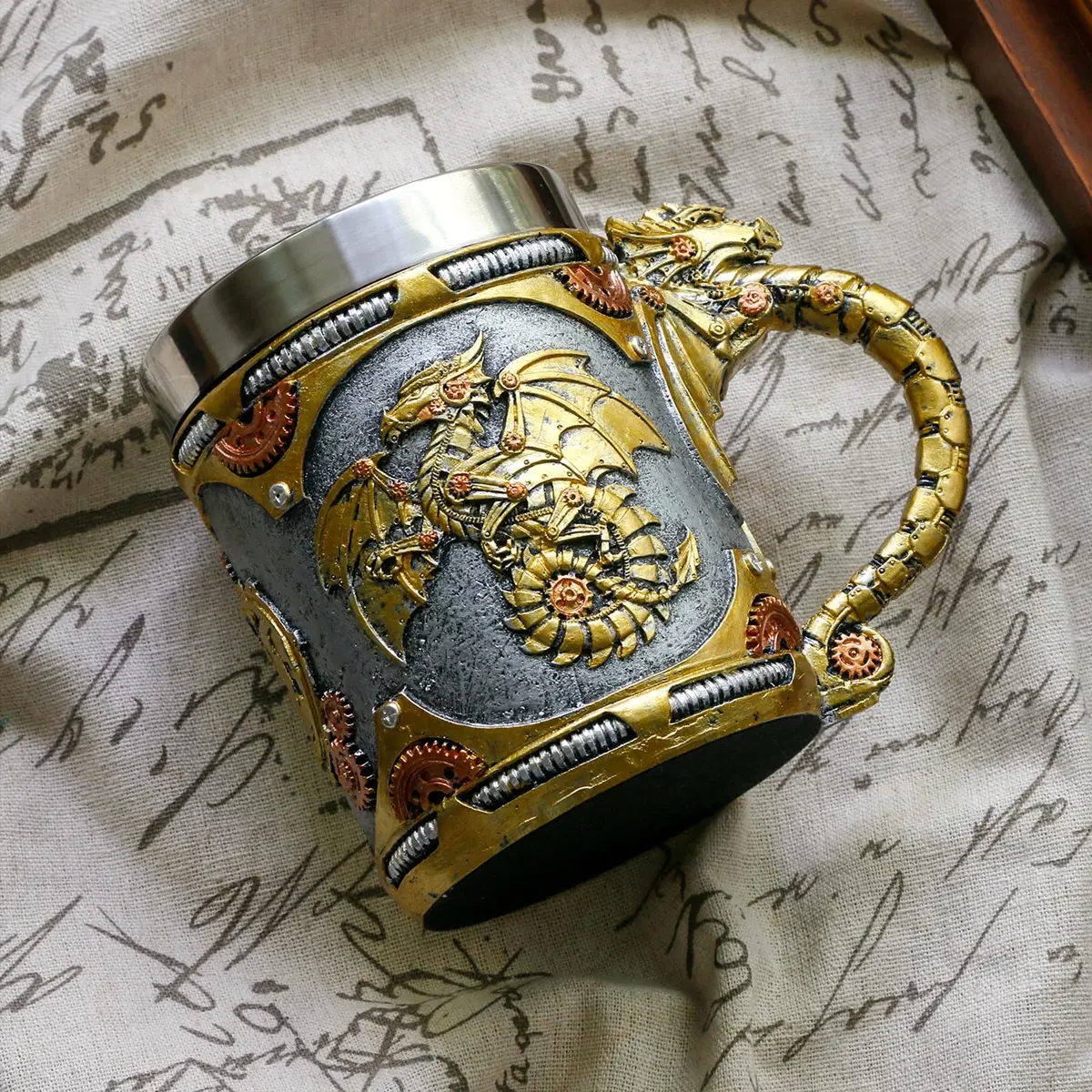 alikiki Medieval Steampunk Dragon Coffee Cup 15.8oz | Handcrafted Renaissance Mug for Fantasy Fans - view 8