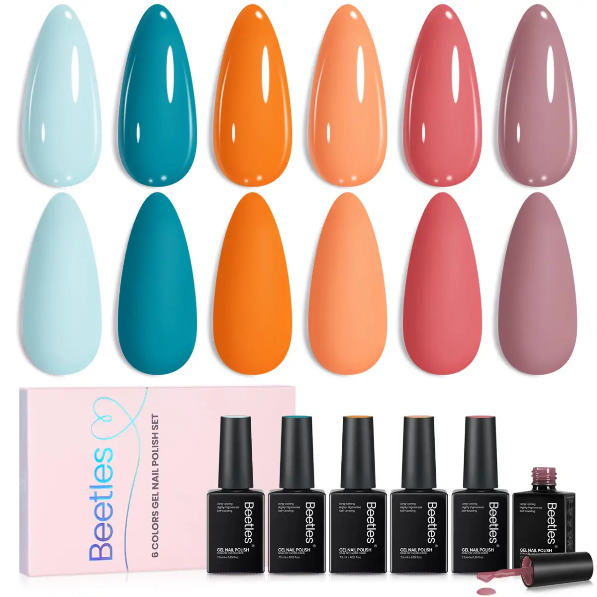 Beetles Gel Polish Set, Farmstand Fresh 6 Colors (7.5ml Each) | 10-Free Formula, Long-Lasting Gel Nail Polish - main product image