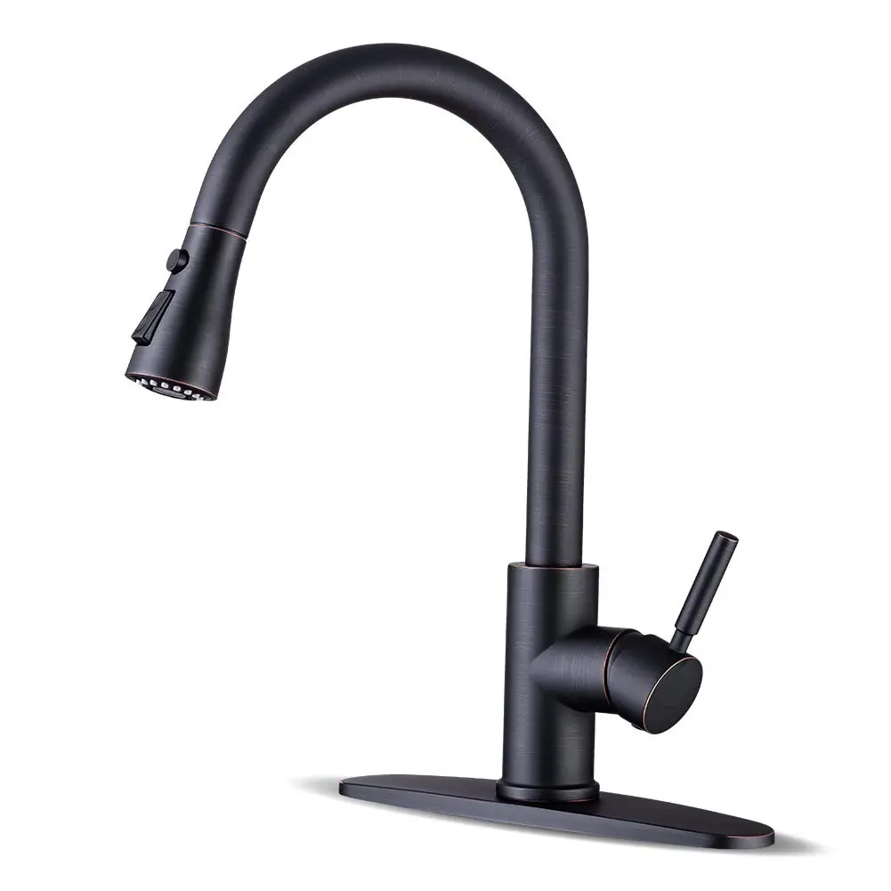 WEWE Kitchen Faucet with Pull Down Sprayer Oil Rubbed Bronze 15.7 Inches | Durable Stainless Steel, 3-Mode, Easy DIY - main product image
