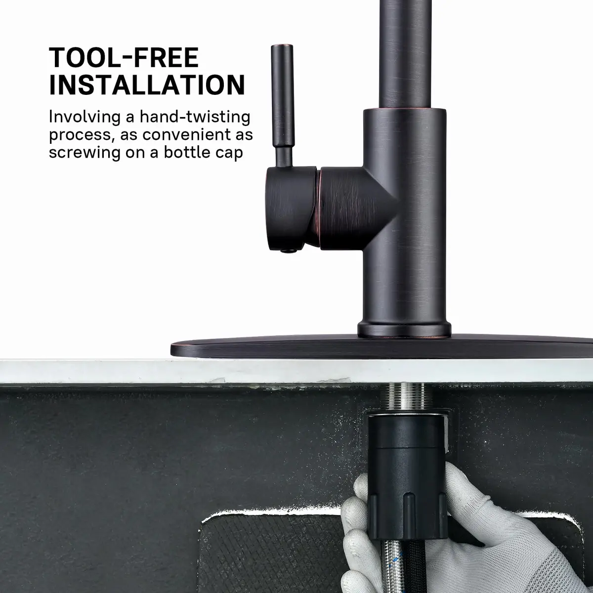 WEWE Kitchen Faucet with Pull Down Sprayer Oil Rubbed Bronze 15.7 Inches | Durable Stainless Steel, 3-Mode, Easy DIY - view 7