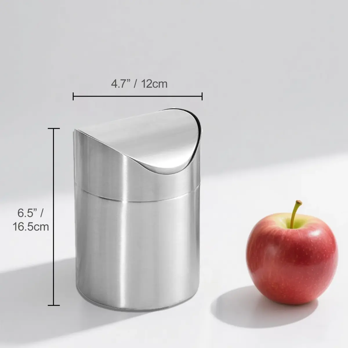 JILLICK Small Mini Trash Can with Lid, Brushed Stainless Steel 1.5L (0.4 Gal) | Compact Countertop Bin - view 2