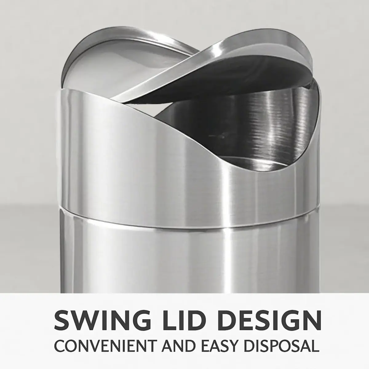 JILLICK Small Mini Trash Can with Lid, Brushed Stainless Steel 1.5L (0.4 Gal) | Compact Countertop Bin - view 3
