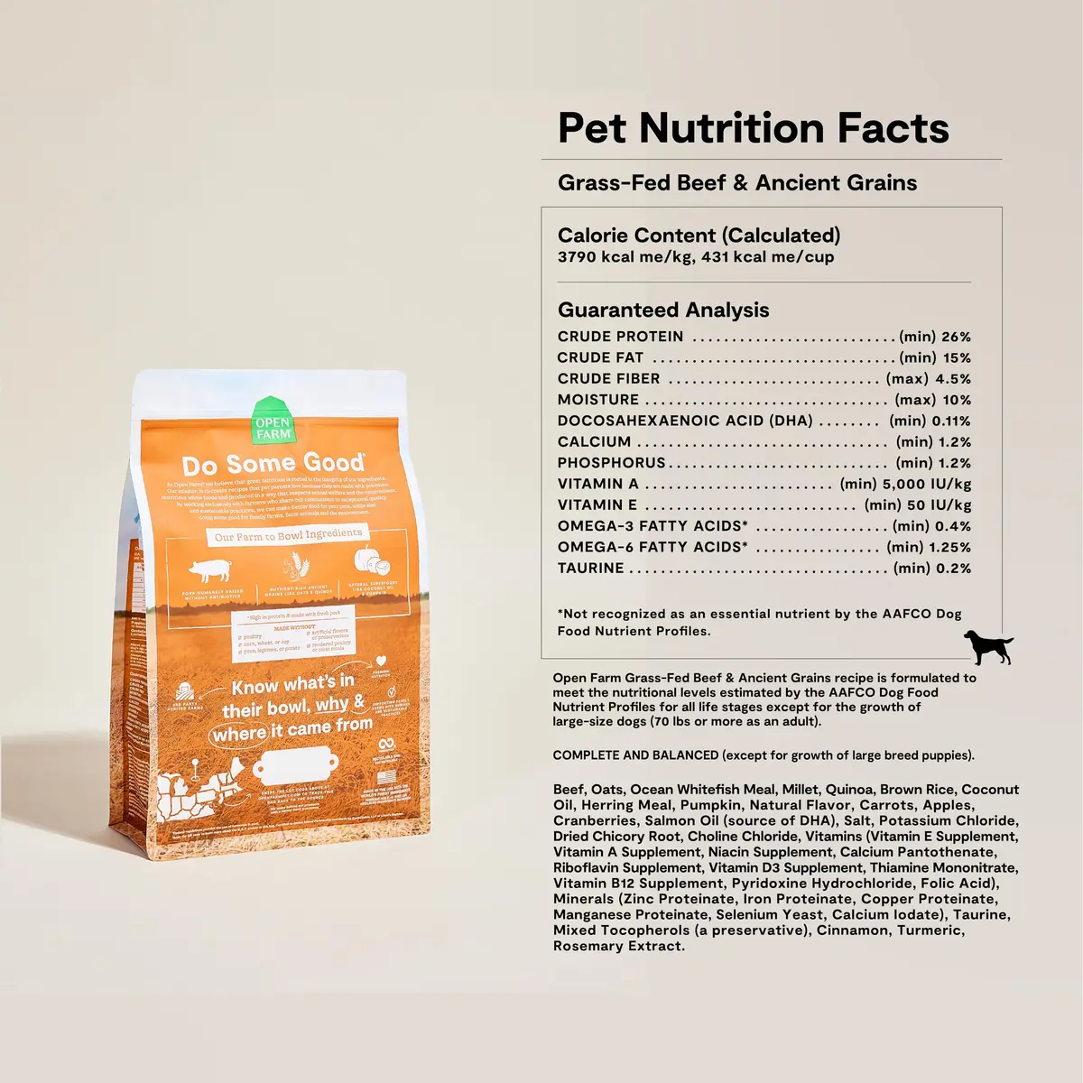 Open Farm Ancient Grains Dry Dog Food, Farmer's Table Pork Kibble, 1.81kg (4lb) | Grain-Inclusive, Sensitive Stomach Support - view 6