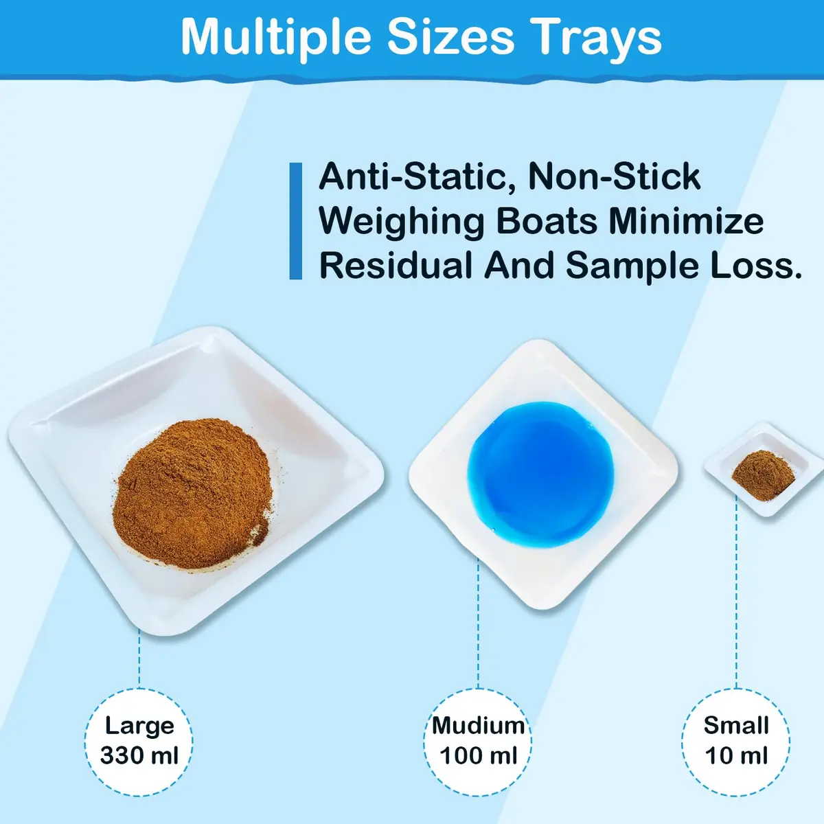 Labnique Square Polystyrene Weigh Boats 100ml | Anti-Static Disposable Lab Dishes - view 5