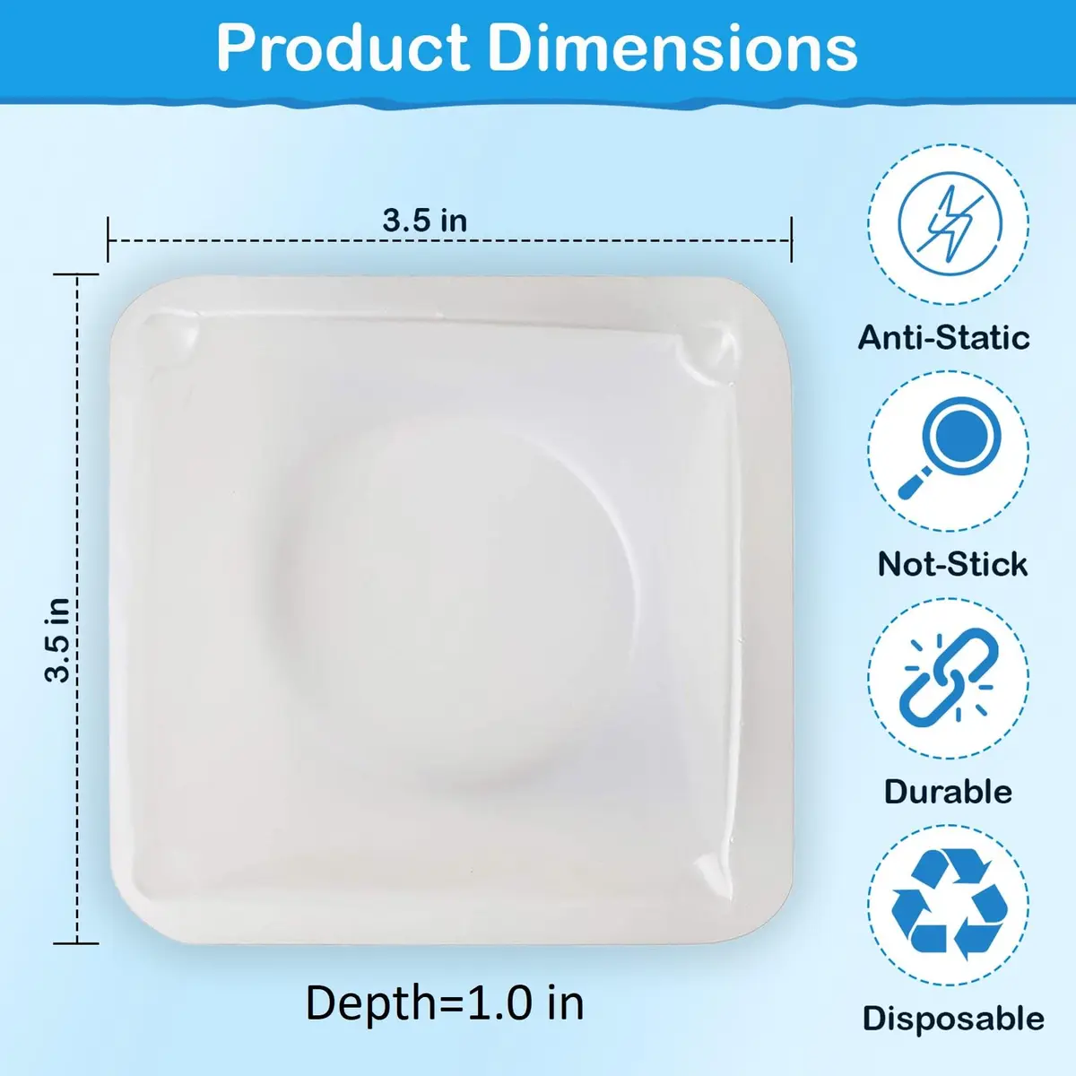 Labnique Square Polystyrene Weigh Boats 100ml | Anti-Static Disposable Lab Dishes - view 2