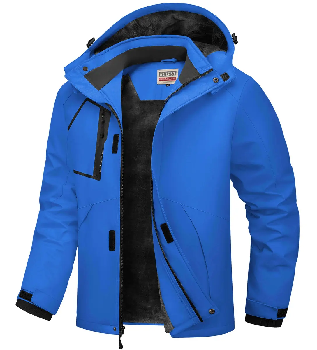 WULFUL Men's Waterproof Ski Jacket Warm Winter Coats Windproof with Hood | Fleece Lined, Water-Resistant, Durable, Relaxed Fit - main product image