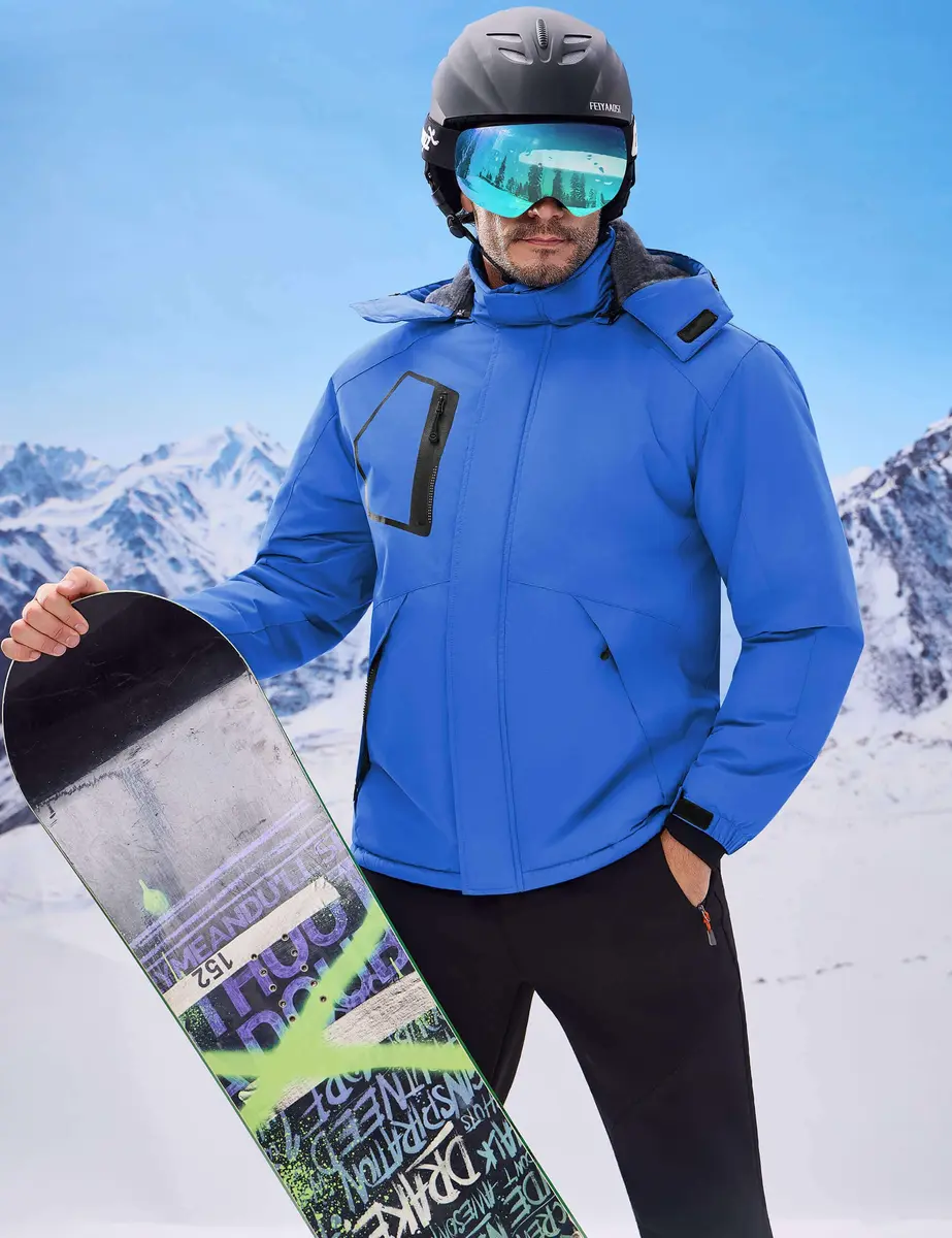 WULFUL Men's Waterproof Ski Jacket Warm Winter Coats Windproof with Hood | Fleece Lined, Water-Resistant, Durable, Relaxed Fit - view 2