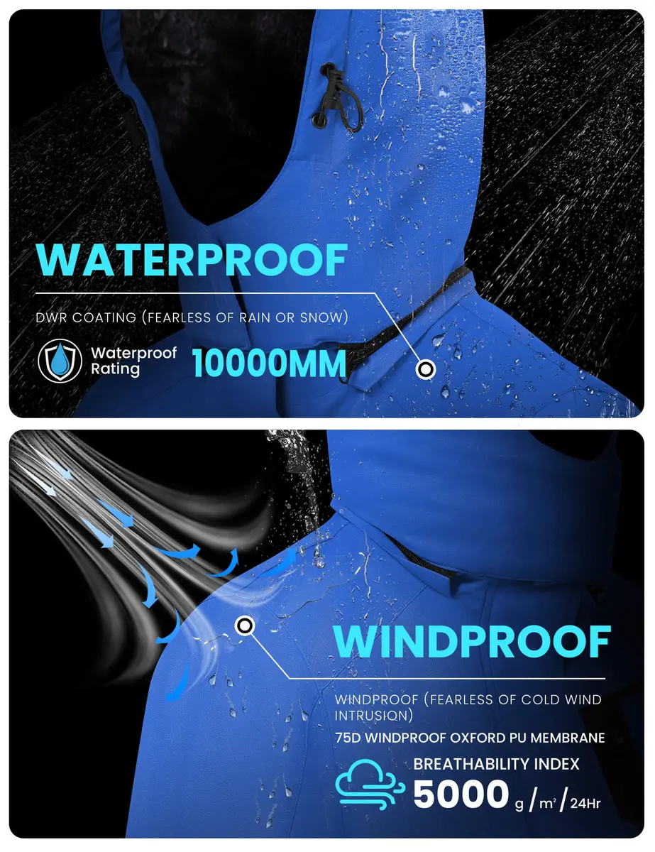 WULFUL Men's Waterproof Ski Jacket Warm Winter Coats Windproof with Hood | Fleece Lined, Water-Resistant, Durable, Relaxed Fit - view 4