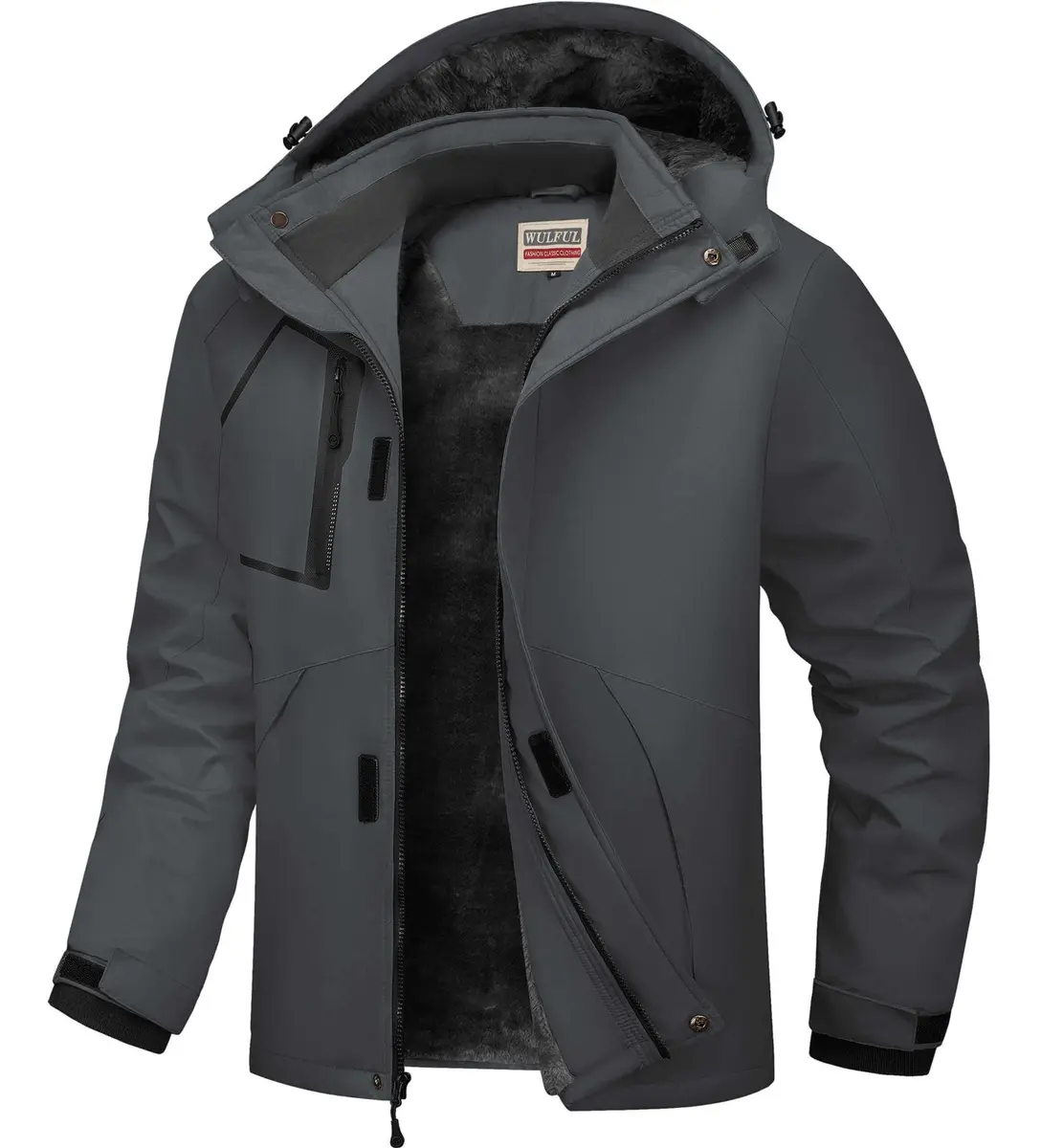 WULFUL Men's Waterproof Ski Jacket Warm Winter Coats Windproof with Hood | Fleece Lined, Relaxed Fit, Water & Windproof - main product image