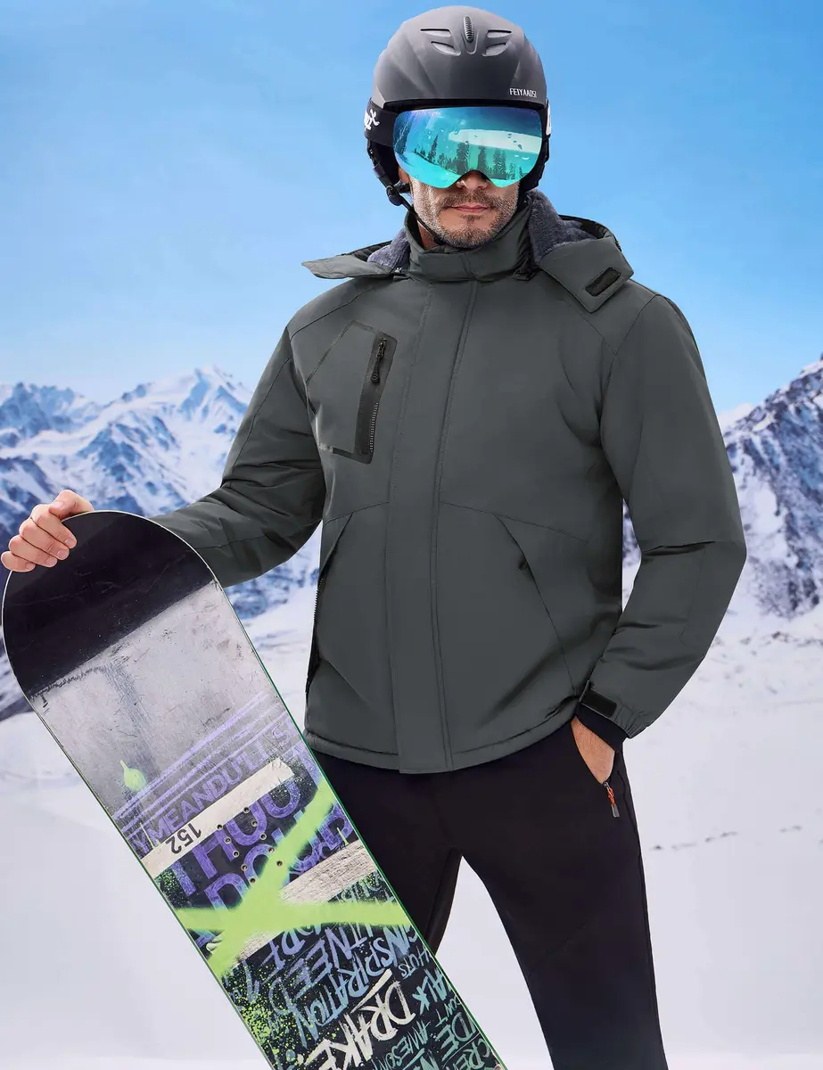 WULFUL Men's Waterproof Ski Jacket Warm Winter Coats Windproof with Hood | Fleece Lined, Relaxed Fit, Water & Windproof - view 2