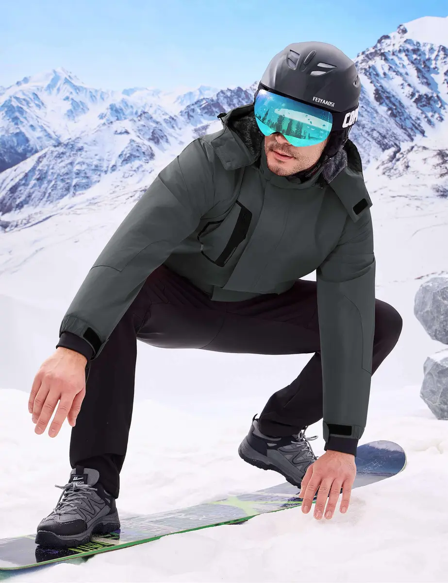 WULFUL Men's Waterproof Ski Jacket Warm Winter Coats Windproof with Hood | Fleece Lined, Relaxed Fit, Water & Windproof - view 3