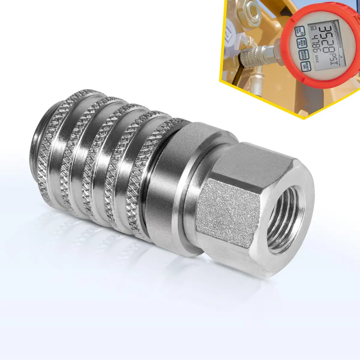 Yoursme PD242 Series Steel Test Port Quick Coupler | 1/8" Body, 1/4"-18 NPTF Thread, 6000 PSI - main product image