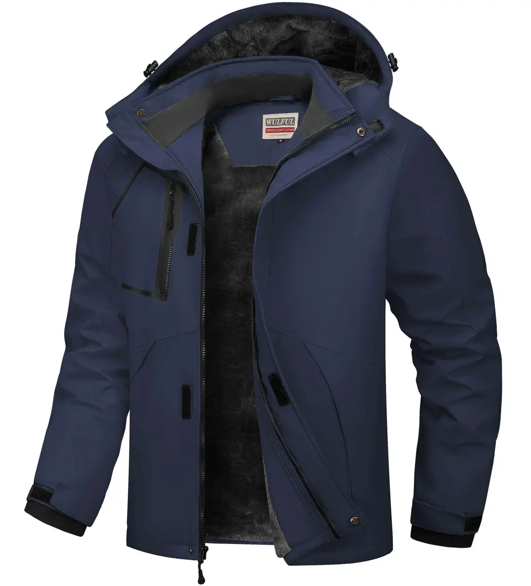 WULFUL Men's Waterproof Ski Jacket Warm Winter Coats Windproof with Hood | Fleece Lined, Relaxed Fit, Water & Wind Resistant - main product image