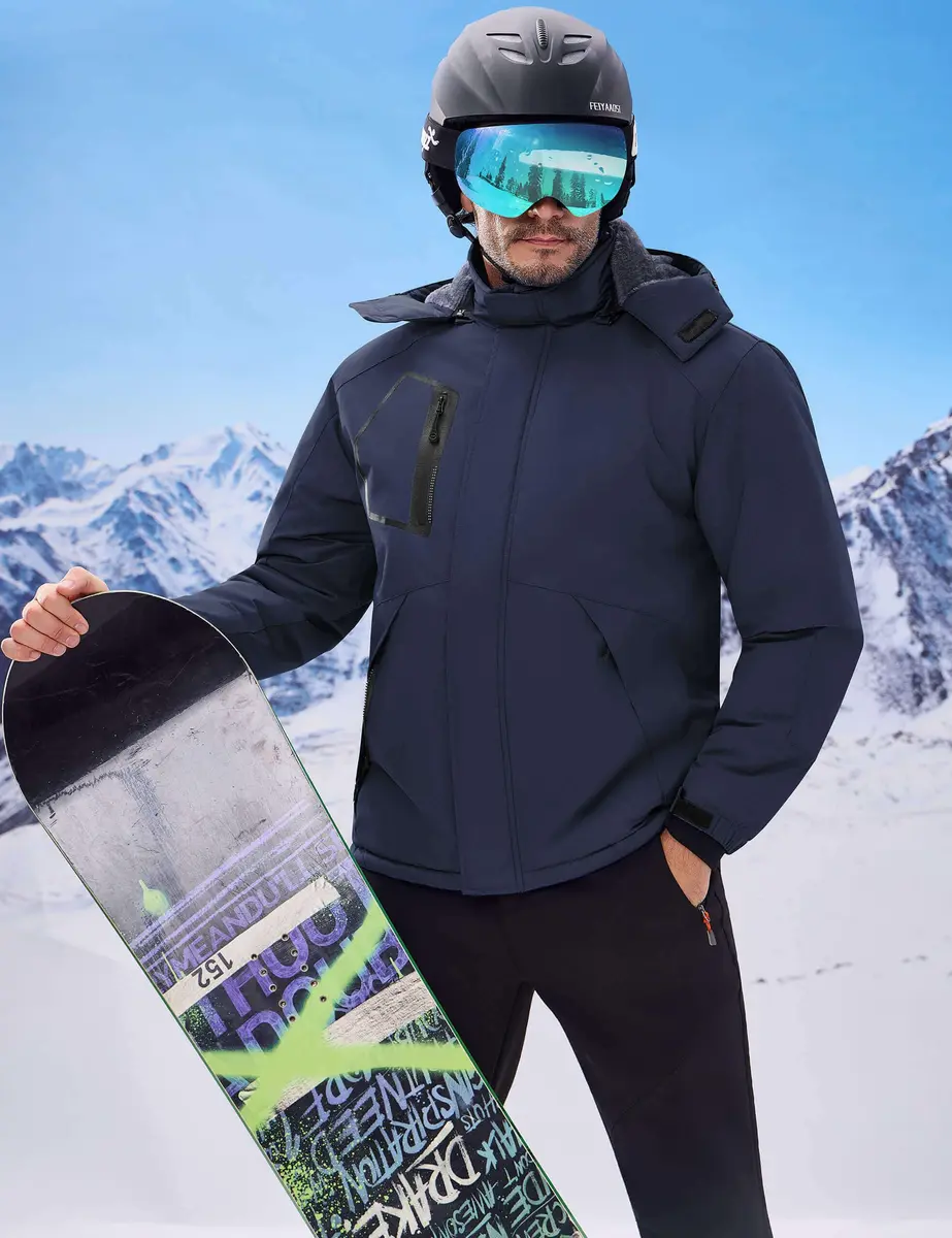 WULFUL Men's Waterproof Ski Jacket Warm Winter Coats Windproof with Hood | Fleece Lined, Relaxed Fit, Water & Wind Resistant - view 2