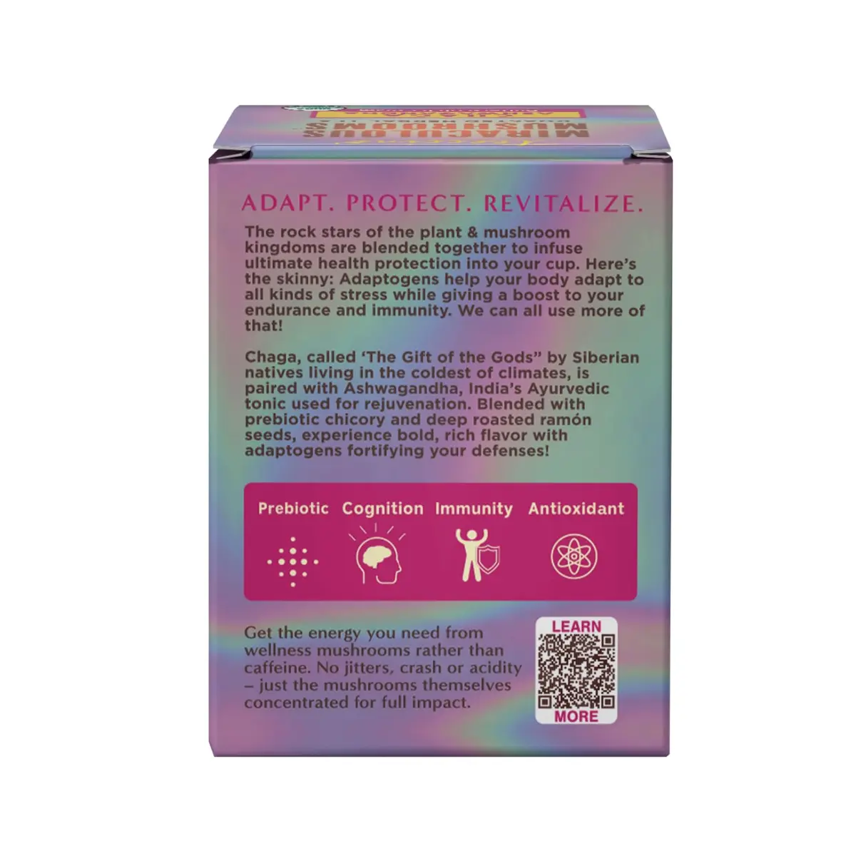 Teeccino Chaga Ashwagandha Tea - Butterscotch Cream - 10 TeaBags - Organic Mushroom Adaptogenic Herbal Tea, 3x More Herbs than Regular Tea Bags, Prebiotic, Caffeine Free, Gluten Free - view 7