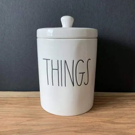 Rae Dunn THINGS Holder - Ceramic - White | Canister for Kitchen & Decor - main product image