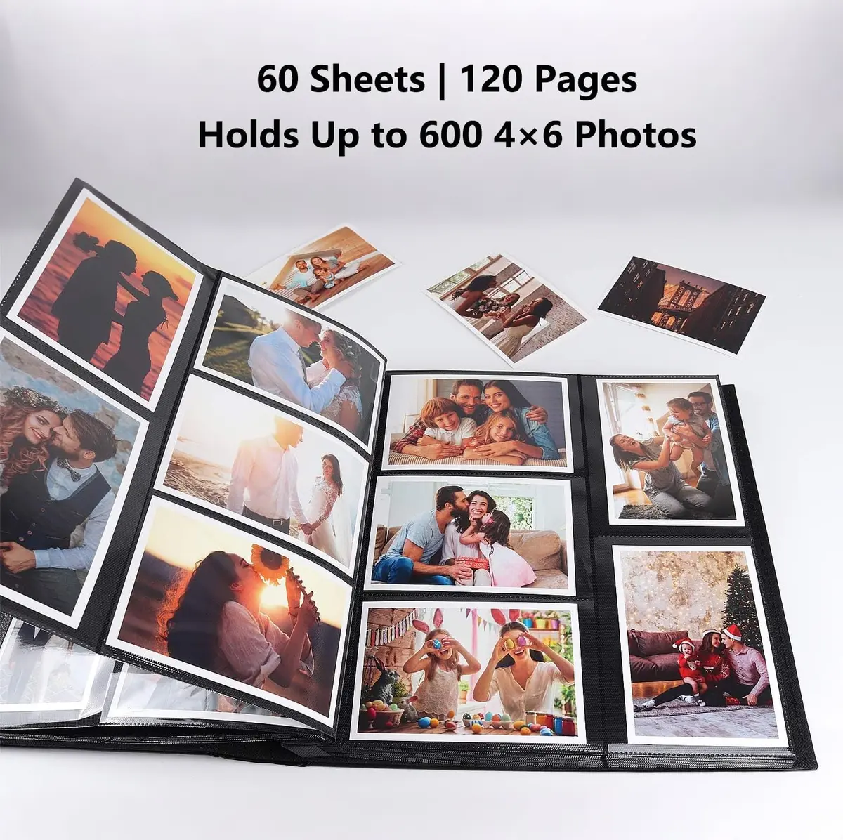 RECUTMS Photo Albums 4x6 Pictures | Large Capacity, Elegant PU Leather Cover, 600 Pockets, Ideal for Weddings & Travel - view 2