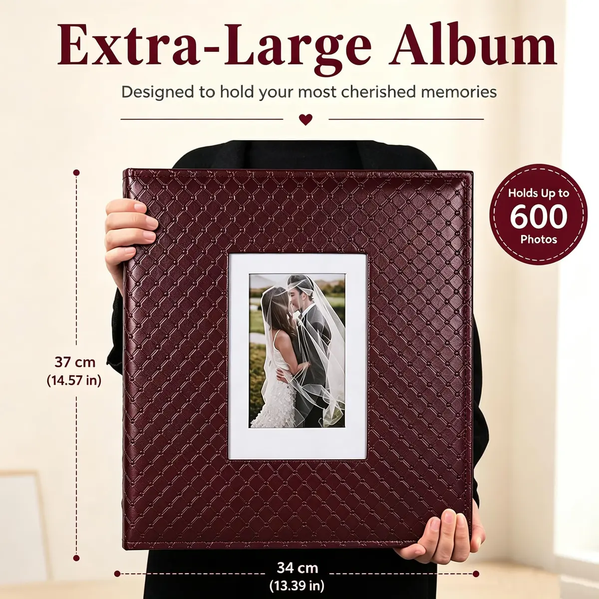 RECUTMS Photo Albums 4x6 Pictures | Large Capacity 600 Pockets, Elegant PU Leather Cover - view 8