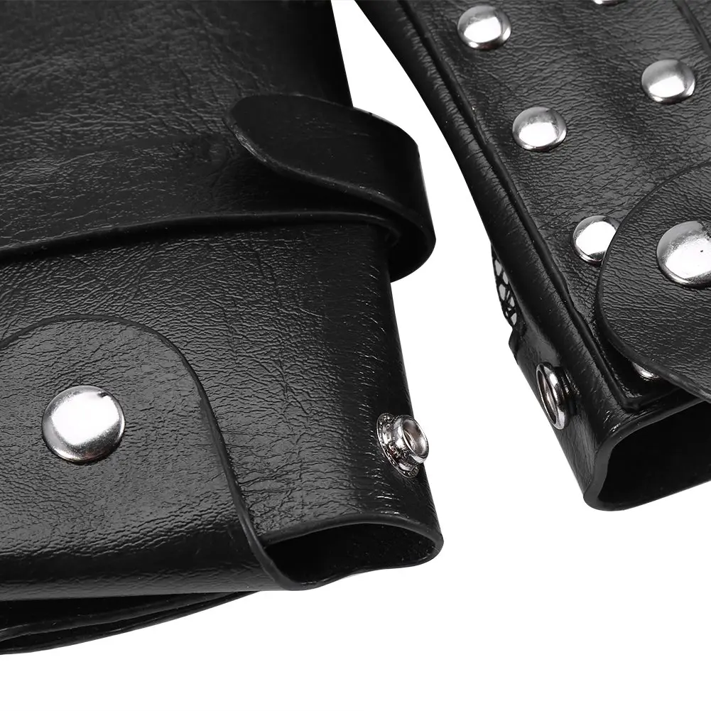 ZJchao PU Leather Hair Stylist Waist Bag with Adjustable Belt | Black - view 5