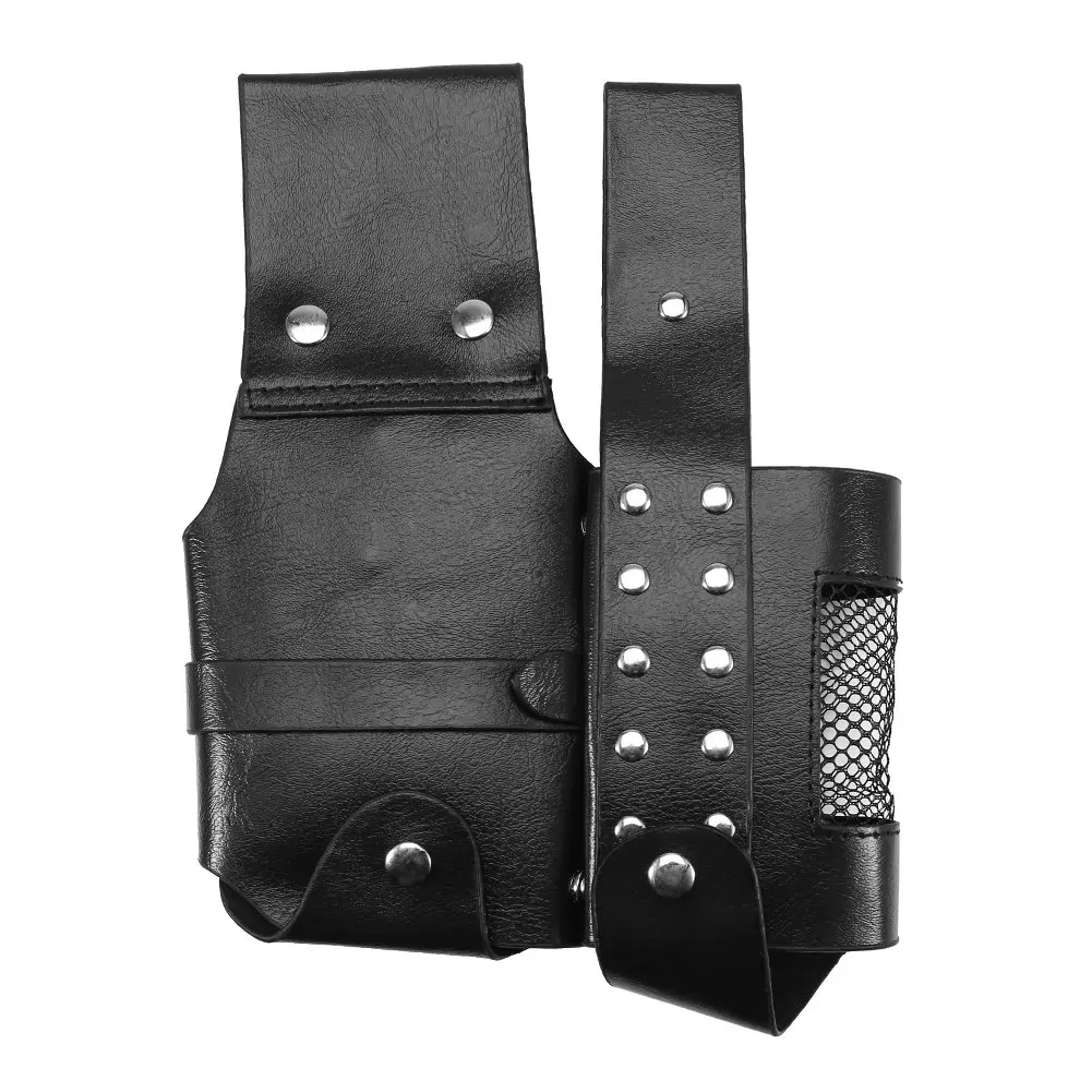 ZJchao PU Leather Hair Stylist Waist Bag with Adjustable Belt | Black - view 3