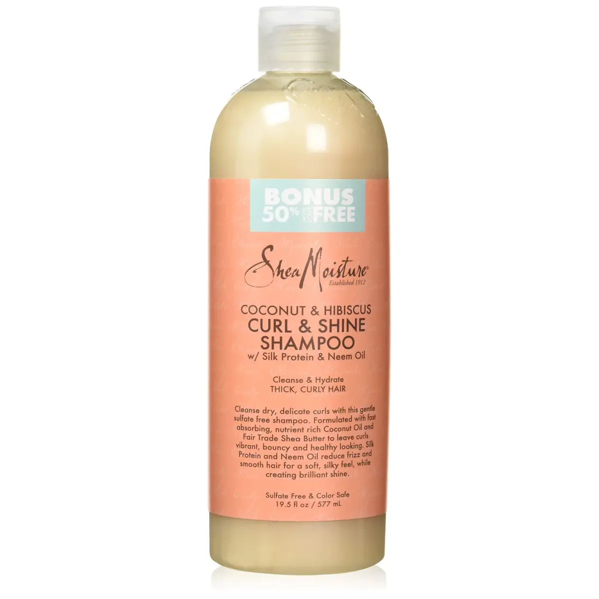 SheaMoisture Coconut & Hibiscus Curl & Shine Shampoo 591ml (19.5 fl oz) | Hydrates and Restores Shine - main product image