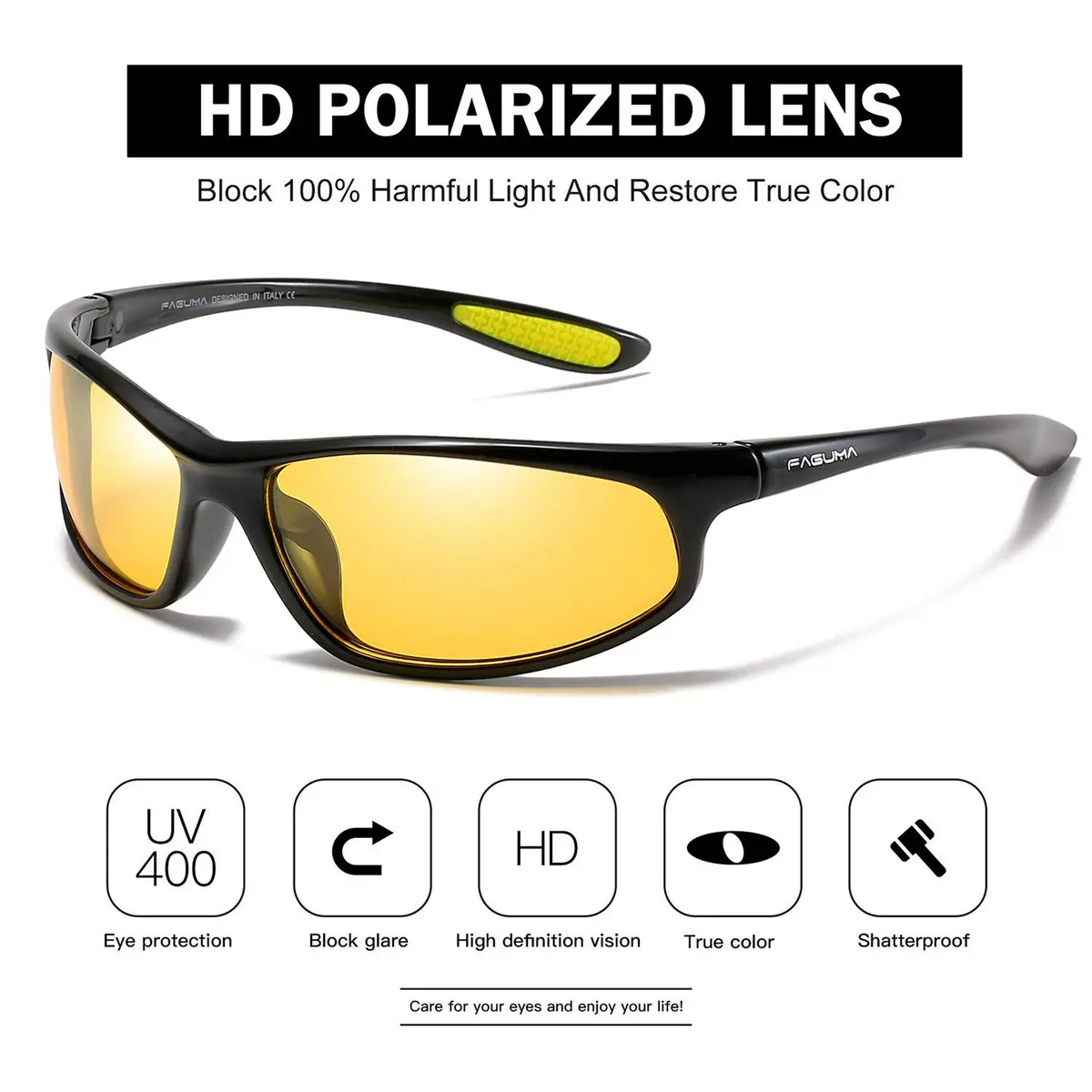 FAGUMA Polarized Sports Sunglasses For Men UV400 Protection, 65mm (2.55 inches) Lens Width | Polarized Lenses for Clear Vision - view 3