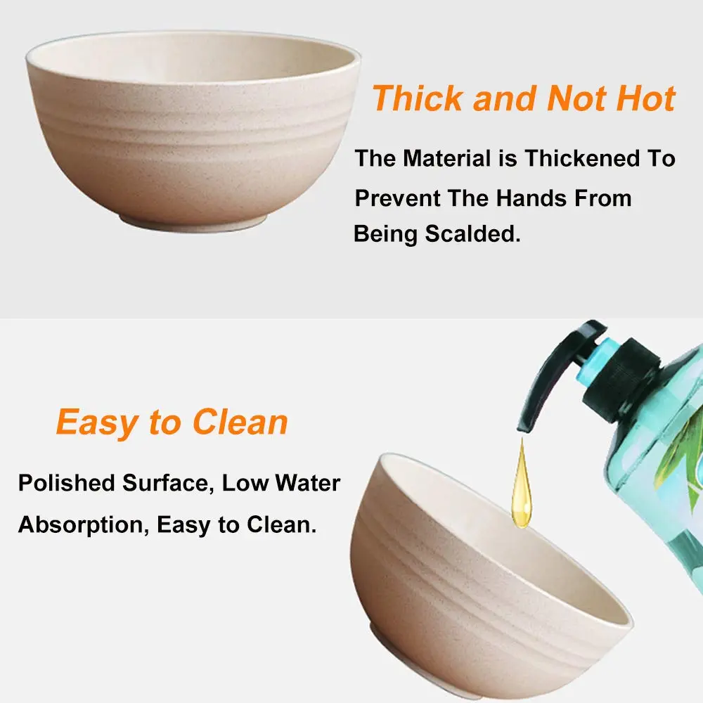 Asrnten Cereal & Soup Bowls Set of 5 | Unbreakable Wheat Straw, 5.3Inch, Dishwasher Safe (Green) - view 5