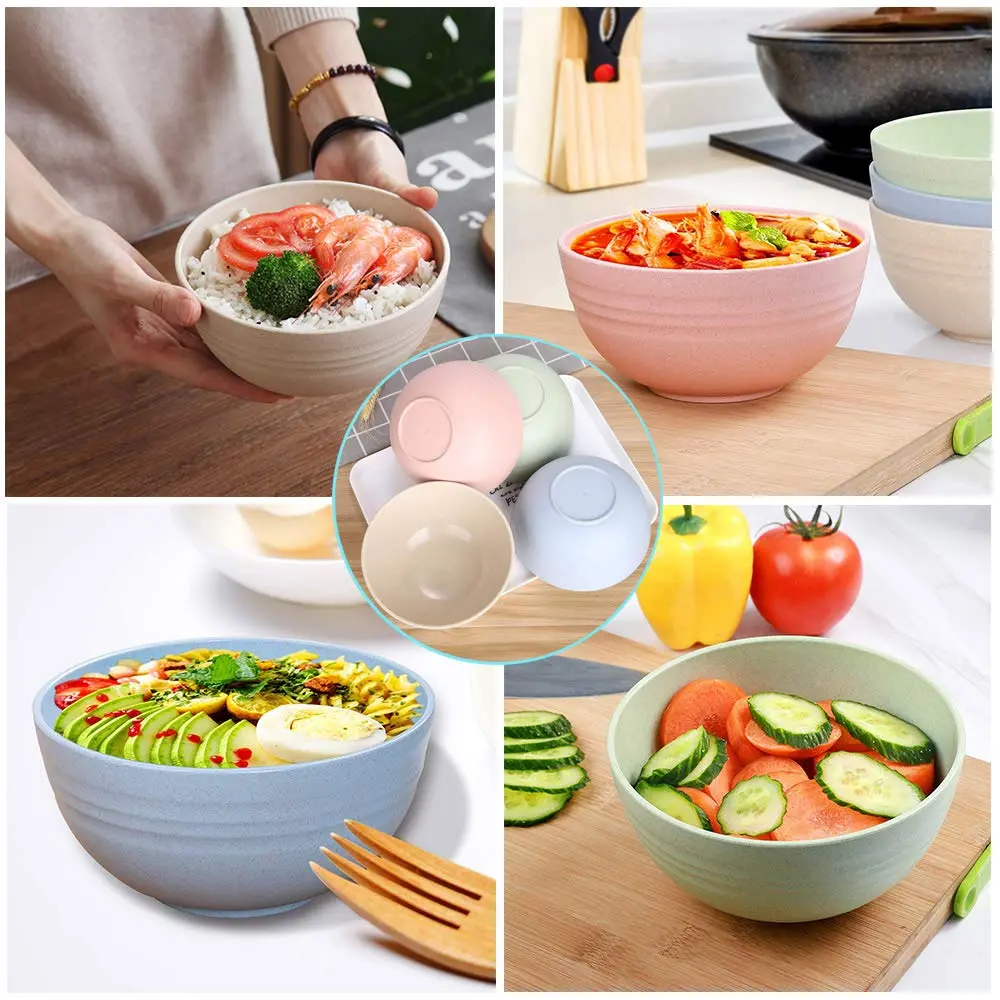 Asrnten Cereal & Soup Bowls Set of 5 | Unbreakable Wheat Straw, 5.3Inch, Dishwasher Safe (Green) - view 7