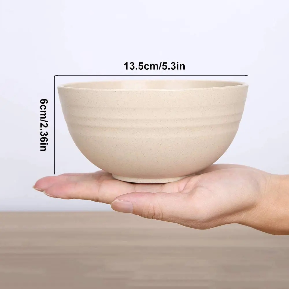 Asrnten Cereal & Soup Bowls Set of 5 | Unbreakable Wheat Straw, 5.3Inch, Dishwasher Safe (Green) - view 2