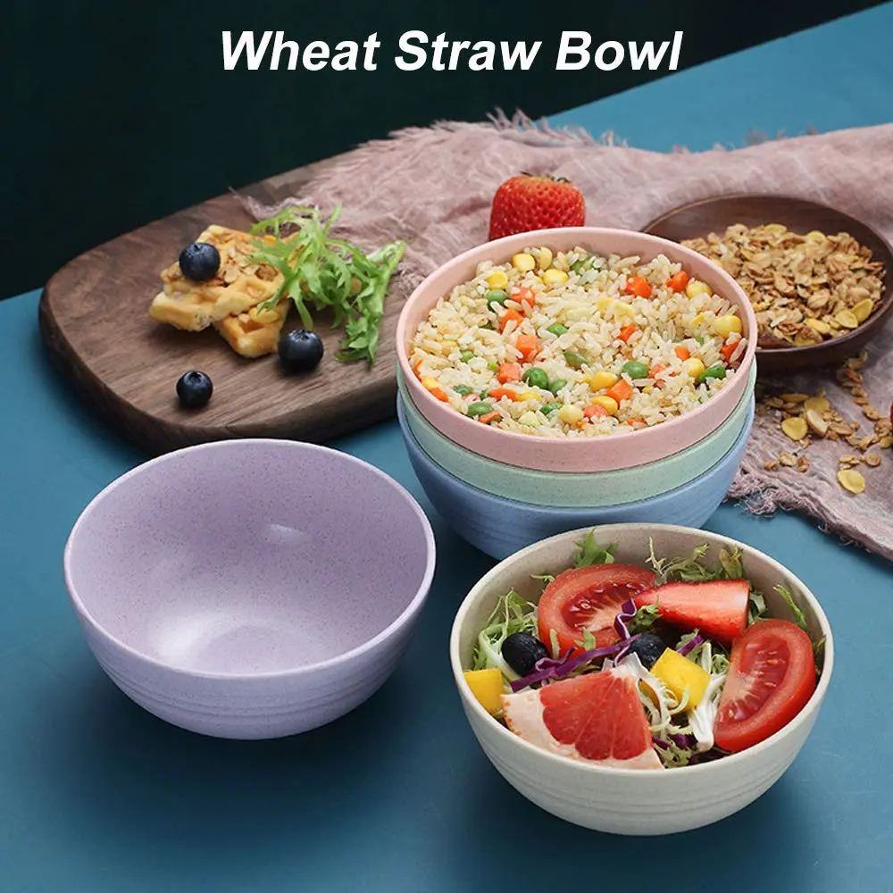 Asrnten Cereal & Soup Bowls Set of 5 | Unbreakable Wheat Straw, 5.3Inch, Dishwasher Safe (Green) - view 3