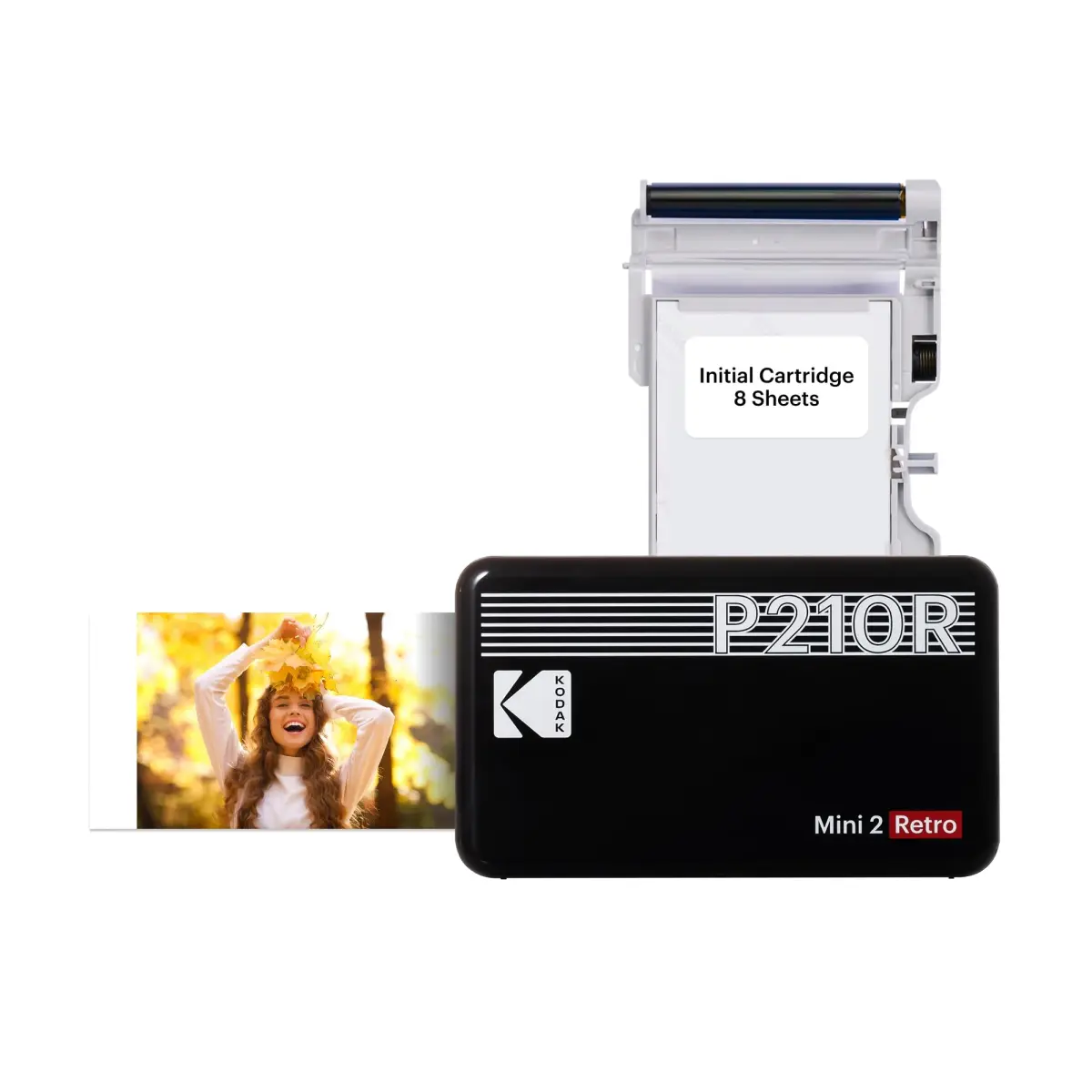 KODAK Mini 2 Retro Portable Photo Printer - Black, Includes 8 Photo Sheets - main product image