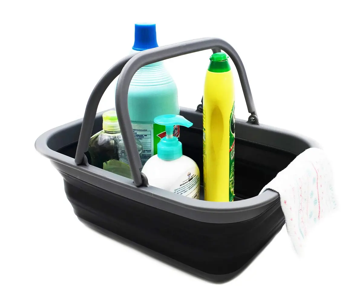 SAMMART 9.2L Collapsible Picnic Basket with Handles | Space Saving, Portable & Foldable (Grey/Black) - view 5
