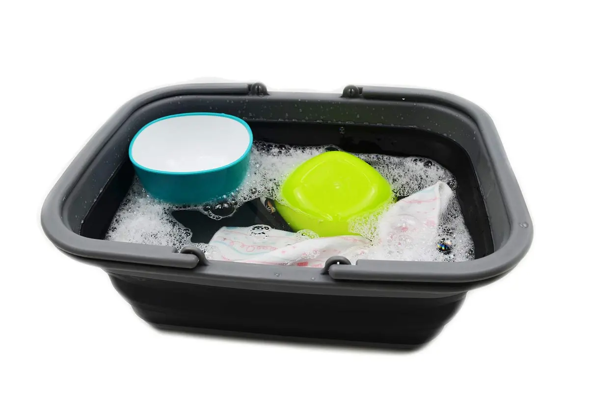 SAMMART 9.2L Collapsible Picnic Basket with Handles | Space Saving, Portable & Foldable (Grey/Black) - view 6