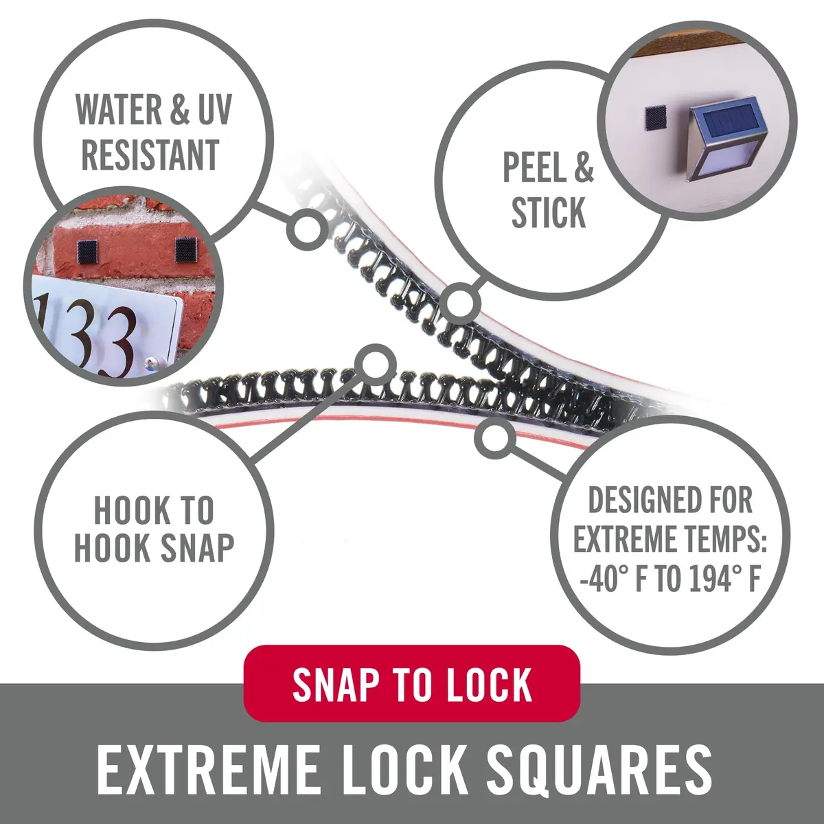 VELCRO Brand Extreme Lock Mounting Squares, Black, 1in | Heavy Duty, Water & UV Resistant - view 2