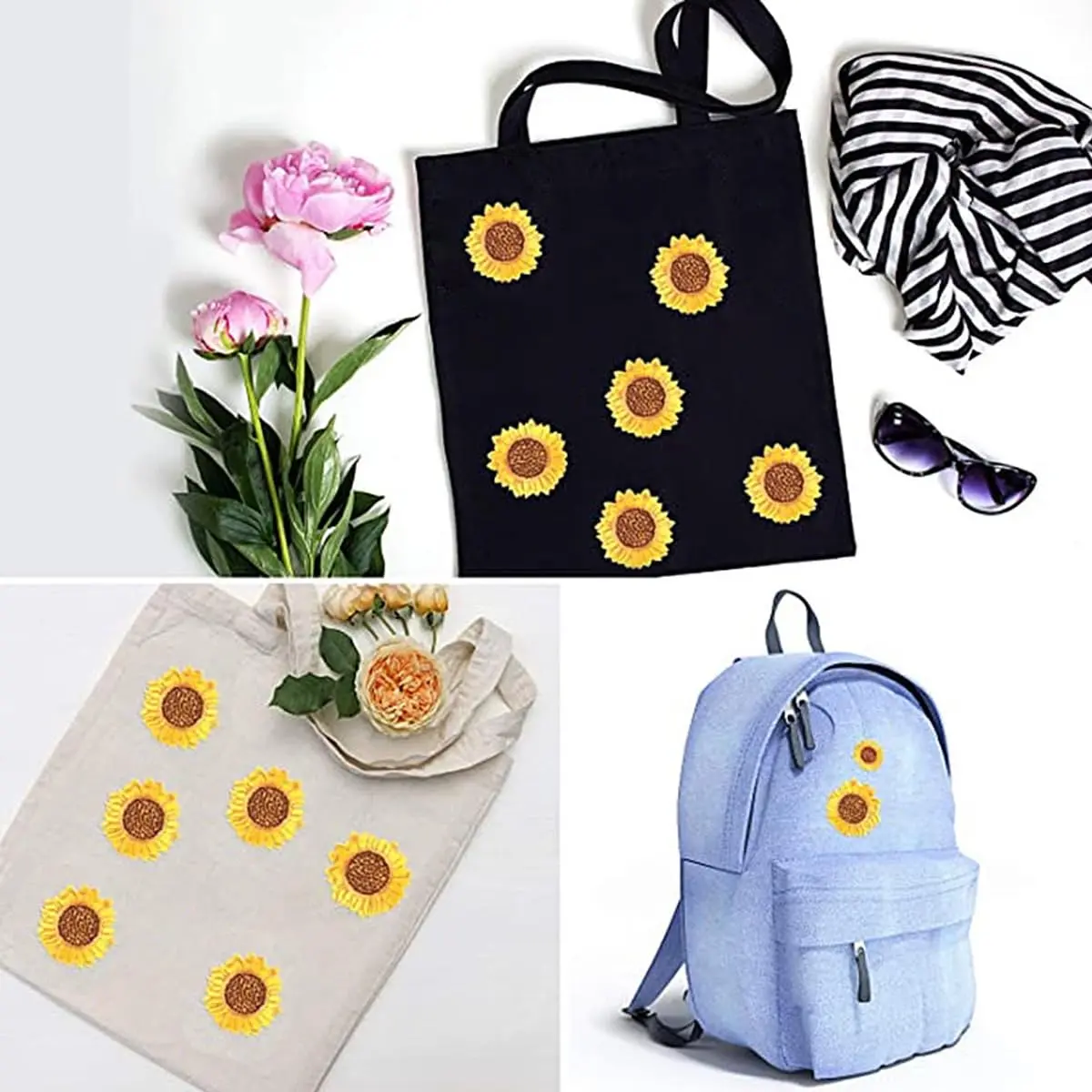 KuuGuu Fabric Applique Patch 20 pcs | Sunflower Embroidery Flowers for Clothes & DIY - view 6
