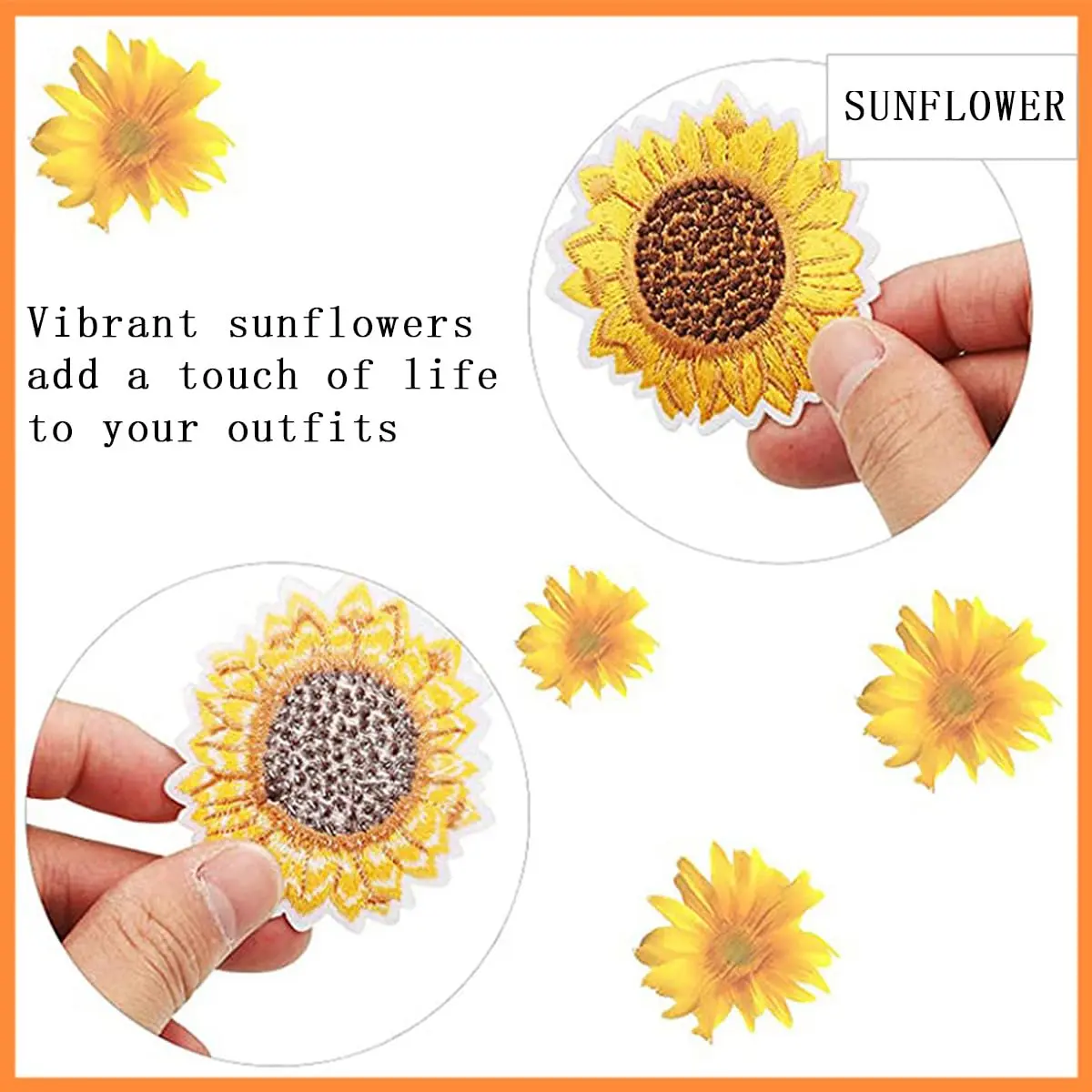 KuuGuu Fabric Applique Patch 20 pcs | Sunflower Embroidery Flowers for Clothes & DIY - view 3