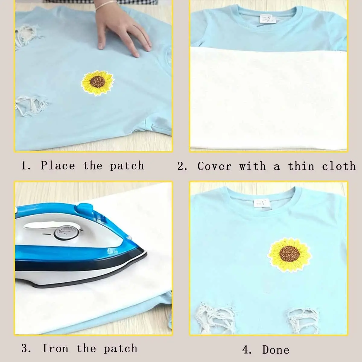 KuuGuu Fabric Applique Patch 20 pcs | Sunflower Embroidery Flowers for Clothes & DIY - view 4