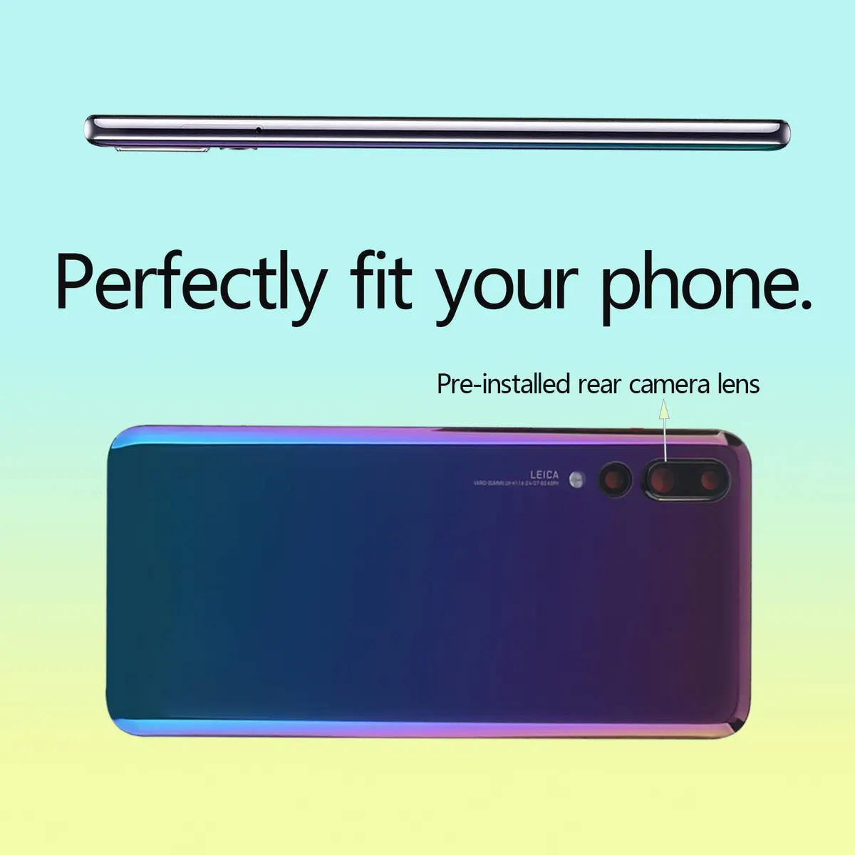 YHX-US Battery Back Cover Replacement for Huawei P20 Pro CLT-L09 CLT-L29 6.1" Rear Cover Housing Door Twilight - view 3
