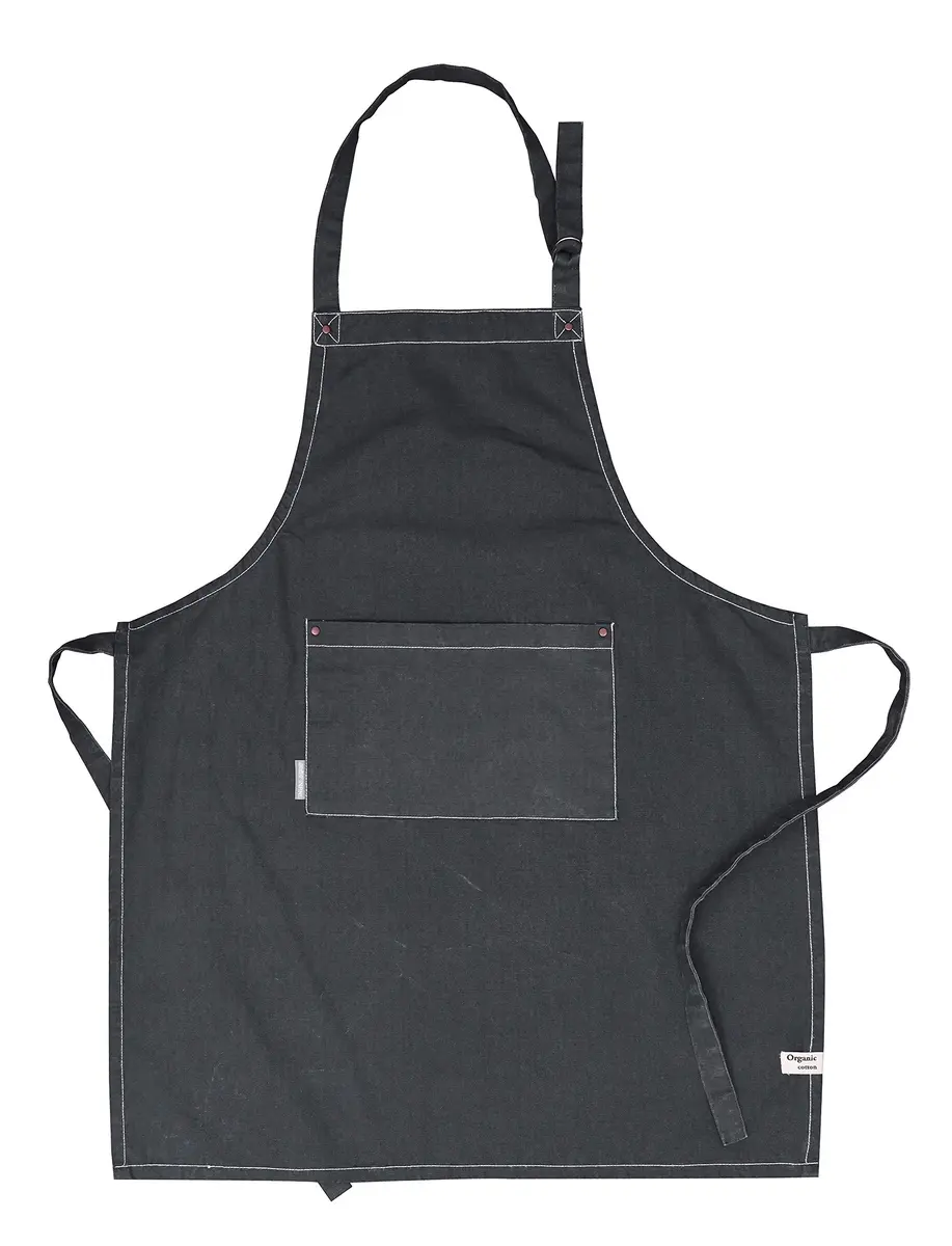 AMOUR INFINI Cotton Solid Apron with Pocket & Adjustable Strap - 72x81cm (27.5x33 Inches) | Washed Gray Chef Apron - main product image