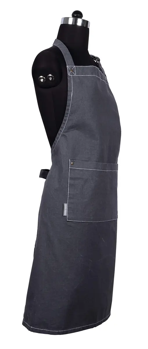 AMOUR INFINI Cotton Solid Apron with Pocket & Adjustable Strap - 72x81cm (27.5x33 Inches) | Washed Gray Chef Apron - view 5