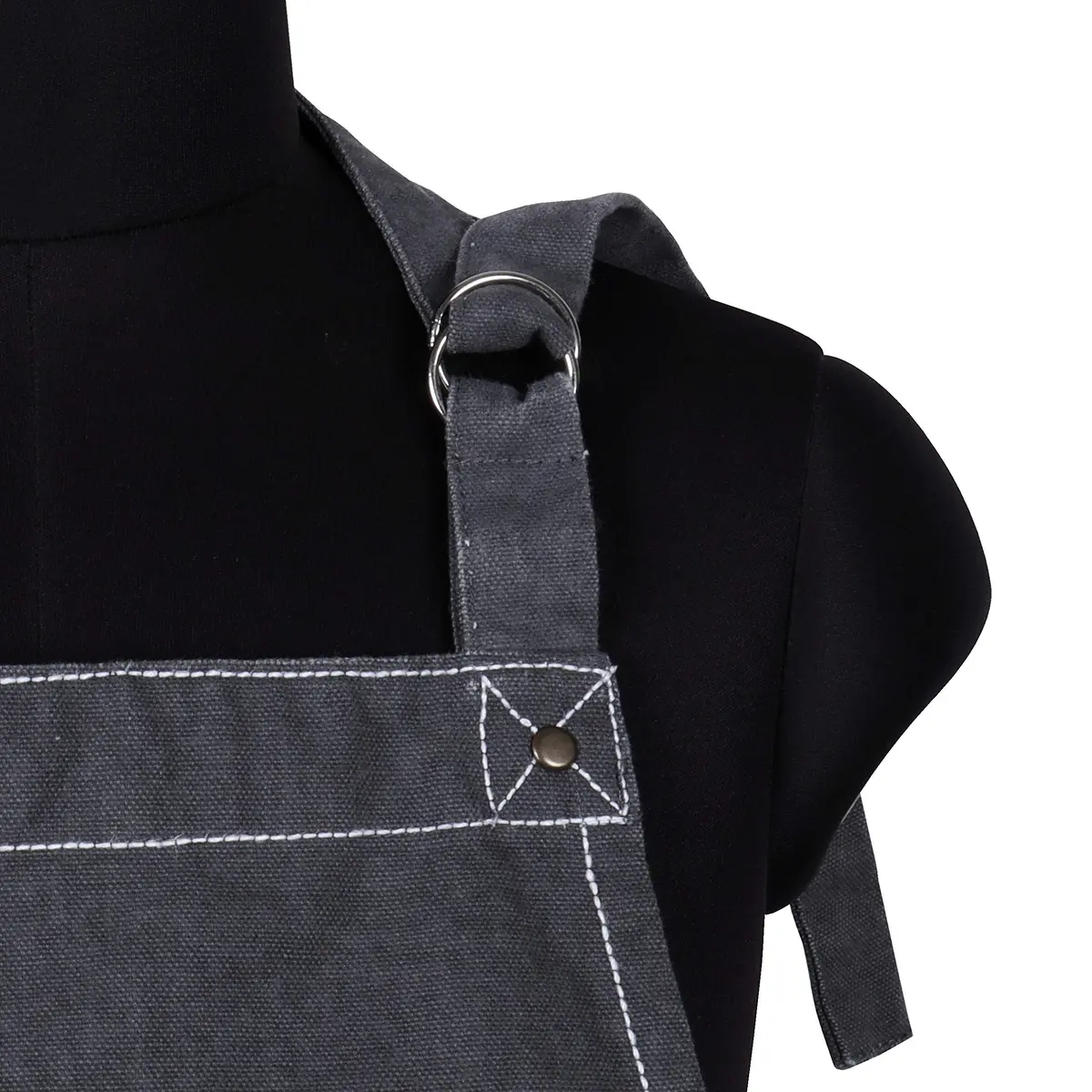 AMOUR INFINI Cotton Solid Apron with Pocket & Adjustable Strap - 72x81cm (27.5x33 Inches) | Washed Gray Chef Apron - view 6
